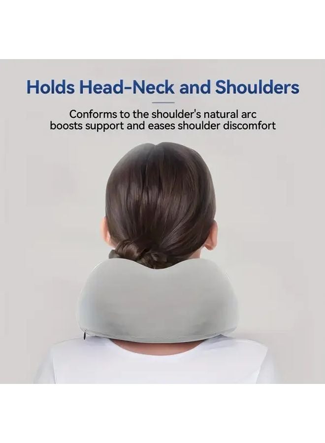 U Shaped Cervical Pillow Neck Support With Removable Cover Light Gray Camel Hump Size - Image 3
